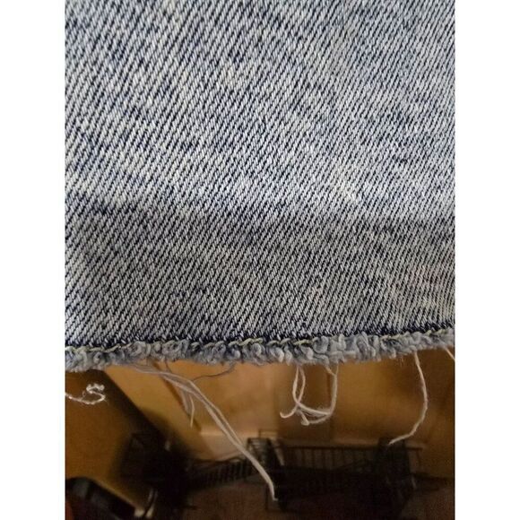 Cropped Oversized Denim Jacket With Gray Hoodie & Frayed Hem Womens Size XXS - Picture 8 of 13